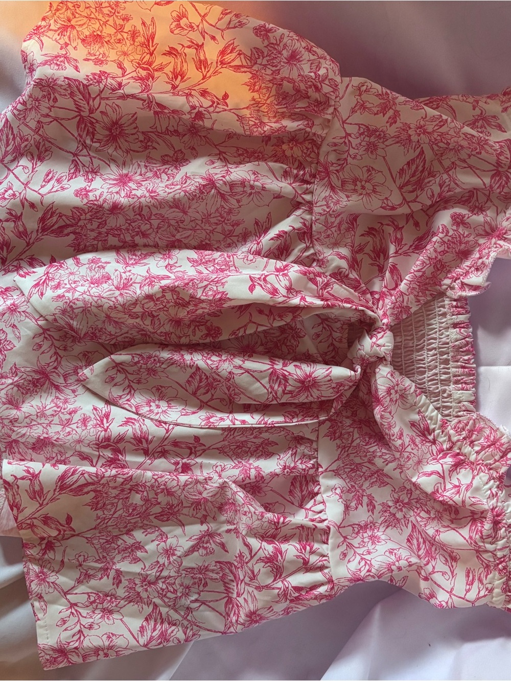SHEIN Pink Floral Tie-Front Bandeau Top